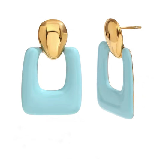 Baby Blue Enamel Bold Earrings