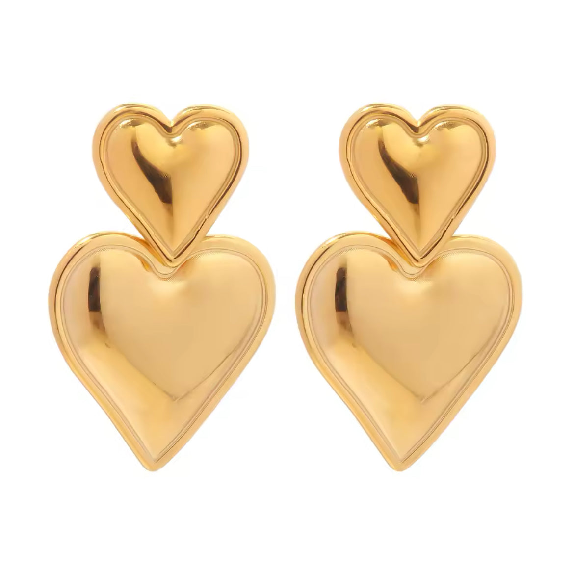 Double Heart Drop Earrings