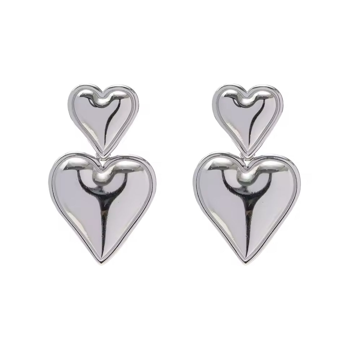 Double Heart Drop Earrings