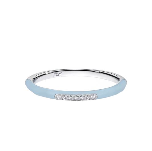 Dainty Baby Blue Enamel Ring